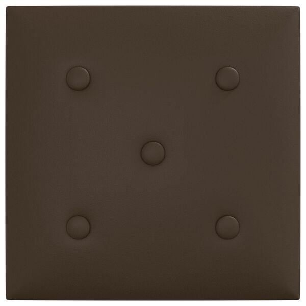 vidaXL T&ecirc;te de lit murale 12 pcs Marron 30 x 30 cm Simili cuir