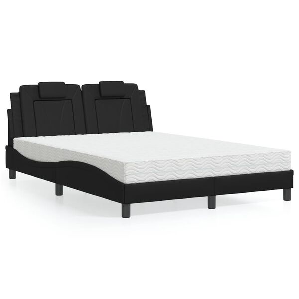 vidaXL Lit Viana avec matelas noir 140x200 cm similicuir