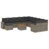 vidaXL Salon de jardin avec coussins 12 pcs gris r&eacute;sine tress&eacute;e