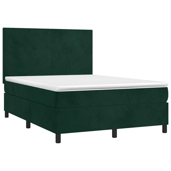 vidaXL Sommier &agrave; lattes de lit et matelas Vert fonc&eacute; 140x190cm Velours