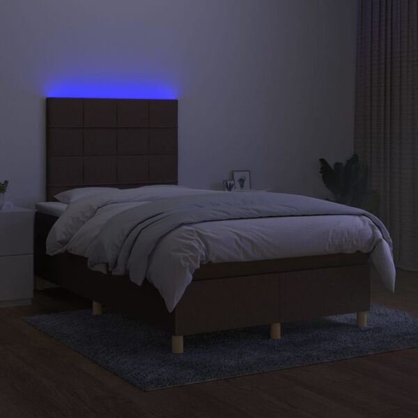 vidaXL Sommier &agrave; lattes de lit matelas et LED Marron fonc&eacute; 120x200 cm