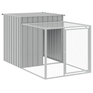 vidaXL Cage &agrave; poulets avec enclos gris clair 110 x 201 x 110 cm acier galvanis&eacute;