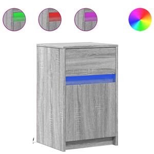 vidaXL Armoires de chevet et lumi&egrave;res LED 2 pcs sonoma gris