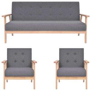 vidaXL Ensemble de canap&eacute;s 3 pcs Tissu Gris fonc&eacute;