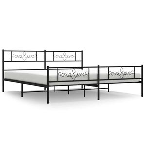 vidaXL Cadre de lit m&eacute;tal sans matelas avec pied de lit noir 183x213cm