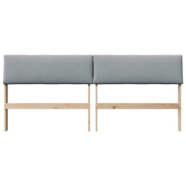 vidaXL T&ecirc;te de lit capitonn&eacute;e Gris clair 200 cm Pin massif