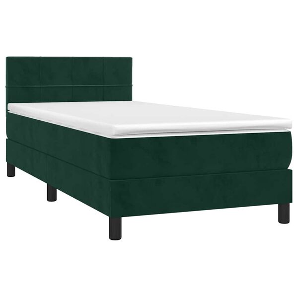 vidaXL Sommier &agrave; lattes de lit avec matelas Vert fonc&eacute; 90x200 cm