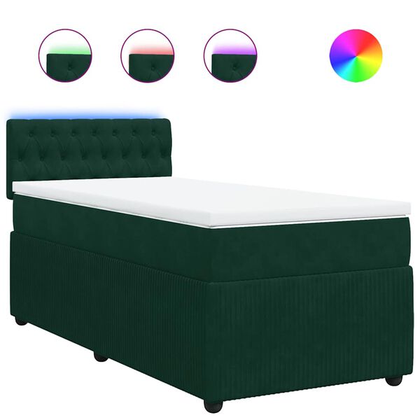vidaXL Sommier &agrave; lattes de lit avec matelas Vert fonc&eacute; 90x200 cm