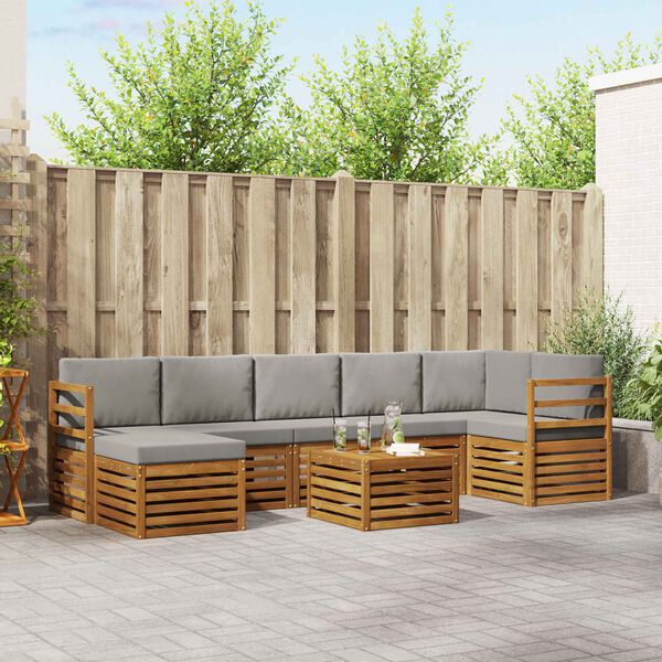 vidaXL Ensemble de canap&eacute; d'angle 8 pcs Gris Naturel et Clair