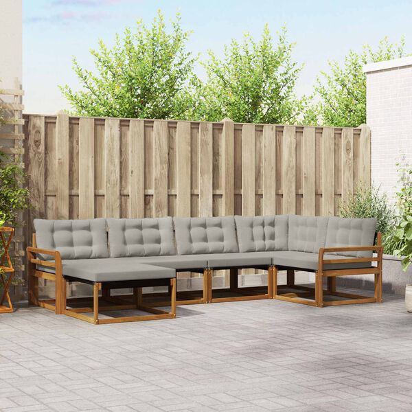 vidaXL Ensemble de canap&eacute;s d'ext&eacute;rieur 6 pcs Gris Naturel et Clair