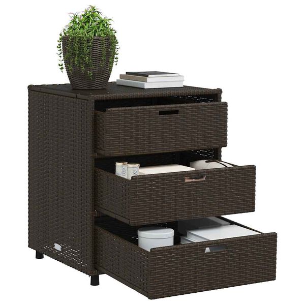 vidaXL Armoire de rangement de jardin marron 55x59x69cm r&eacute;sine tress&eacute;e