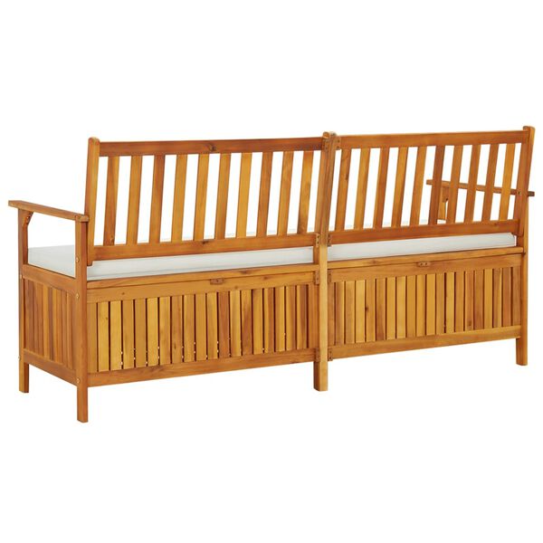 vidaXL Banc de rangement avec coussin 170 cm Bois d'acacia solide