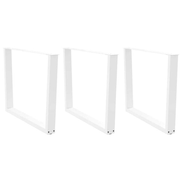 vidaXL Pieds de table &agrave; manger en forme de V, 3 pi&egrave;ces, blanc, 100 x (72-73,3) cm, acier