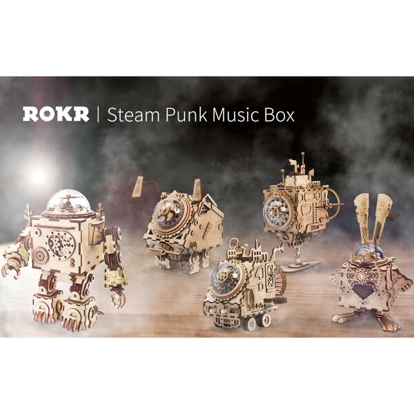 Robotime Kit de maquette de bo&icirc;te &agrave; musique Steampunk Bunny