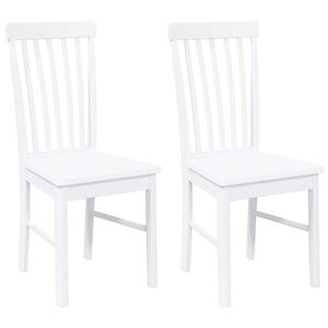 vidaXL Chaises &agrave; manger 2 pcs blanc bois massif caoutchouc