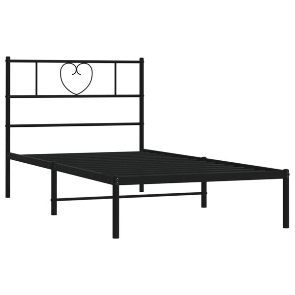vidaXL Cadre de lit m&eacute;tal sans matelas avec t&ecirc;te de lit noir 75x190 cm