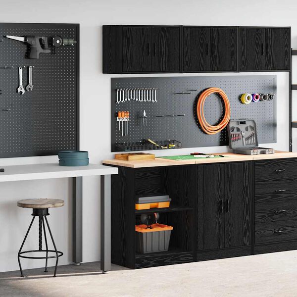 vidaXL Armoires de garage 2 pcs noir bois d'ing&eacute;nierie