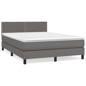 vidaXL Sommier &agrave; lattes de lit avec matelas Gris 140x200 cm Similicuir