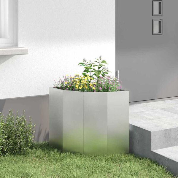 vidaXL Jardini&egrave;re d'Angle Argent 45 x 45 x 50 cm Acier inoxydable