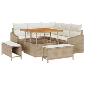 vidaXL Ensemble de canap&eacute; de jardin 8 pc Beige polyrotin