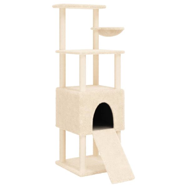 vidaXL Arbre à chat avec griffoirs en sisal Crème 153 cm