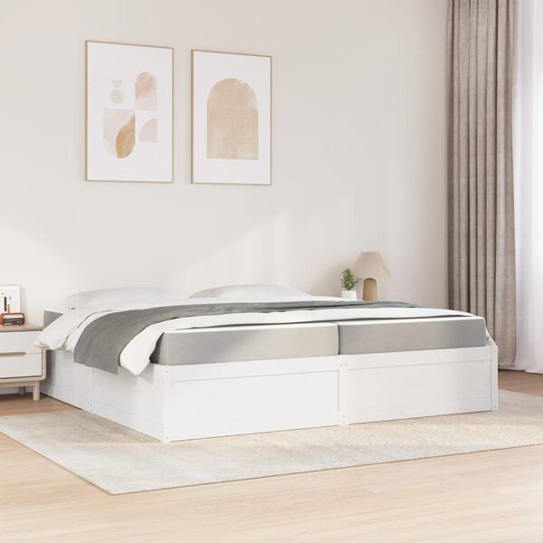 vidaXL Lit avec matelas blanc 200x200 cm bois massif de pin