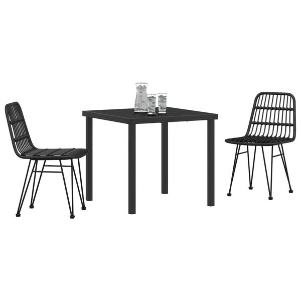 vidaXL Ensemble de salle &agrave; manger pour jardin 3 pcs Noir
