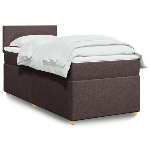 vidaXL Sommier &agrave; lattes de lit avec matelas Marron fonc&eacute; 90x200 cm