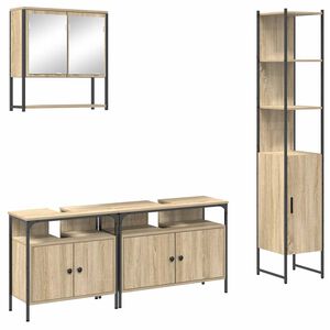 vidaXL Ensemble de mobilier de salle de bain 4 pc Ch&ecirc;ne Sonoma