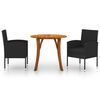 vidaXL Ensemble &agrave; manger de jardin 3 pcs Noir