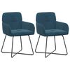 vidaXL Chaises de salle &agrave; manger 2 pcs Velours (V) Bleu