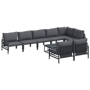 vidaXL Ensemble de canap&eacute; de jardin 9 pc Noir Acier