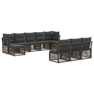 vidaXL Ensemble de canap&eacute; de jardin 10 pc Gris polyrotin