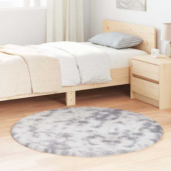 vidaXL Tapis shaggy &agrave; poils longs NAVARRA gris argent&eacute; 120x120 cm