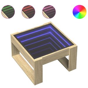 vidaXL Table basse avec LED infini ch&ecirc;ne sonoma 50x53x30 cm