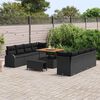 vidaXL Ensemble de canapé de jardin avec coussin 11 pcs Noir