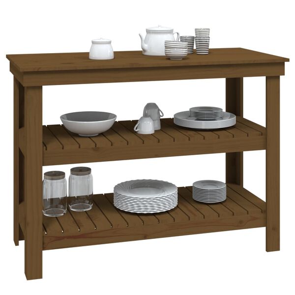 vidaXL Banc de travail Marron miel 110,5x50x80 cm Bois de pin massif
