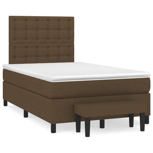 vidaXL Sommier &agrave; lattes de lit et matelas marron fonc&eacute; 120x190cm tissu