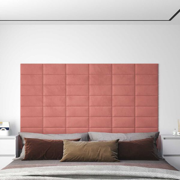 vidaXL T&ecirc;te de lit murale 12 pcs Rose 30 x 15 cm Velours