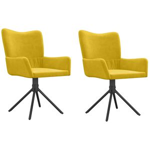 vidaXL Chaises pivotantes &agrave; manger lot de 2 Jaune Velours