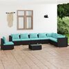 vidaXL Salon de jardin 9 pcs avec coussins R&eacute;sine tress&eacute;e Noir