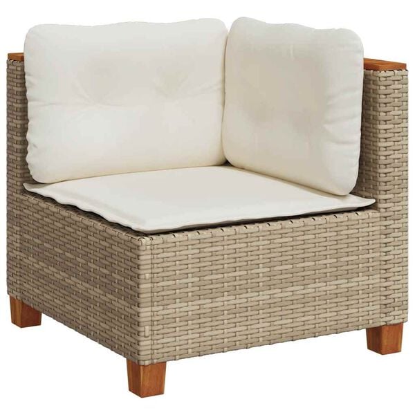 vidaXL Salon de jardin 11 pcs avec coussins beige r&eacute;sine tress&eacute;e