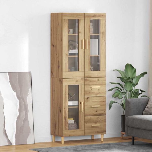 vidaXL Haut Armoire avec tiroir Ch&ecirc;ne artisanal 69,5 x 34 x 180 cm