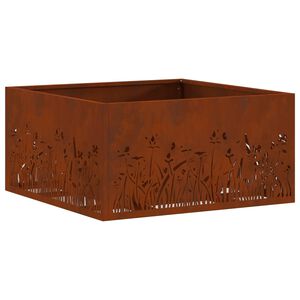 vidaXL Boule de feu Rouill&eacute; 60 x 60 x 30 cm Acier patin&eacute;