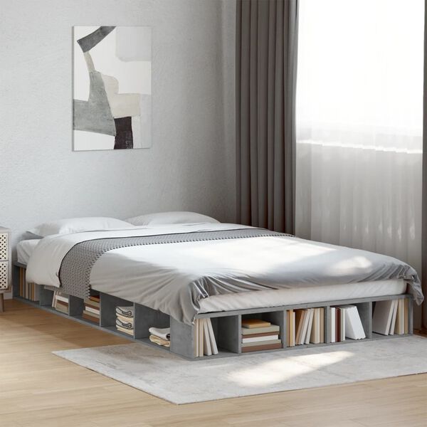 vidaXL Cadre de lit sans matelas gris b&eacute;ton 120x200 cm