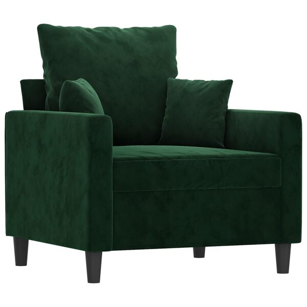vidaXL Fauteuil avec repose-pied Vert fonc&eacute; 60 cm Velours