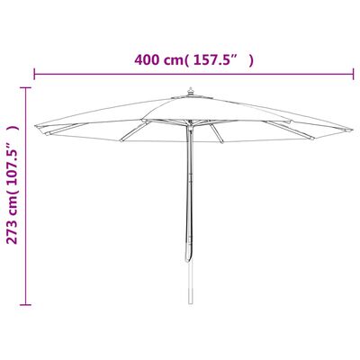 vidaXL Parasol de jardin avec mât en bois terre cuite 400x273 cm