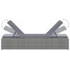 vidaXL Chaise longue avec coussin et table à thé Résine tressée Gris