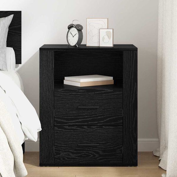 vidaXL Cabinet de chevet Ch&ecirc;ne noir 35 x 50 x 60 cm Bois d'ing&eacute;nierie