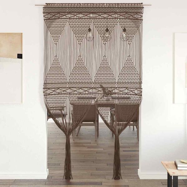 vidaXL Rideau en macramé Taupe 140x240 cm Coton